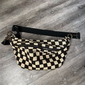Jenna Bee Checkered Black and Cream Crossbody Sling Bag